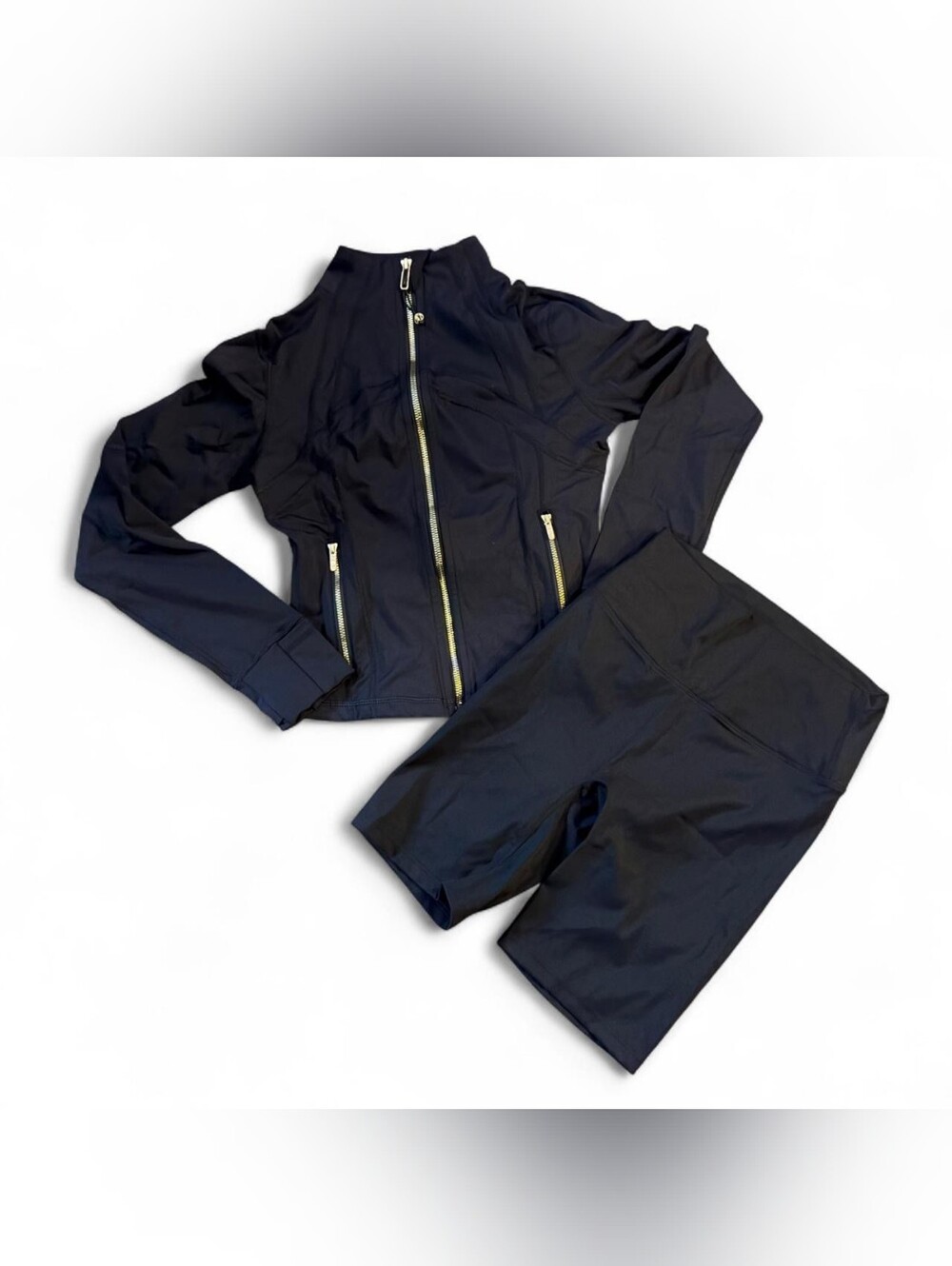 Lululemon Cropped Nulu Jacket & Shorts SetW/ Gold Zipper